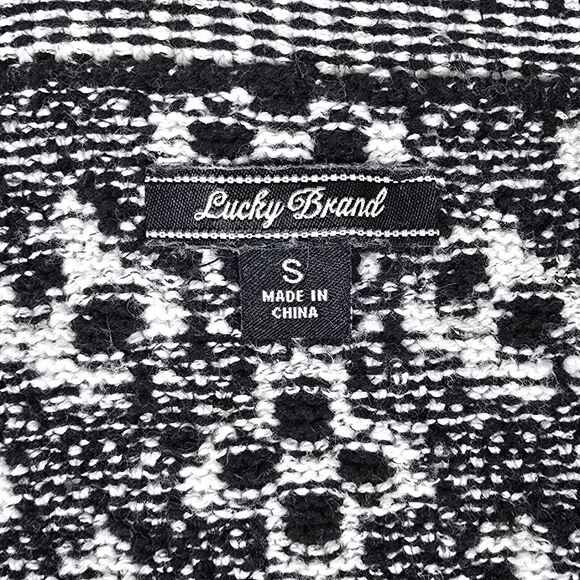 Lucky Brand Black and White Pullover Cowl Neck Sweater Size S Lagenlook - Picture 4 of 5